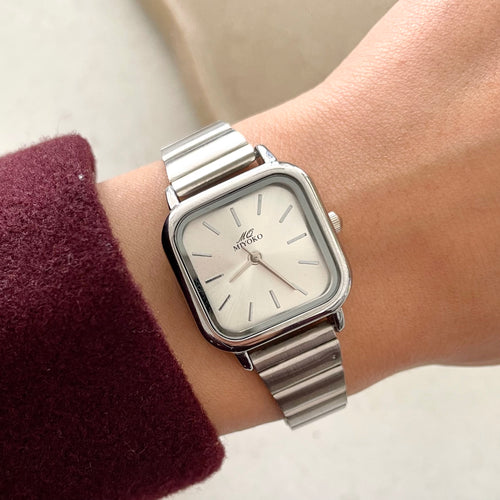 Silver X White Elara Metal Watch