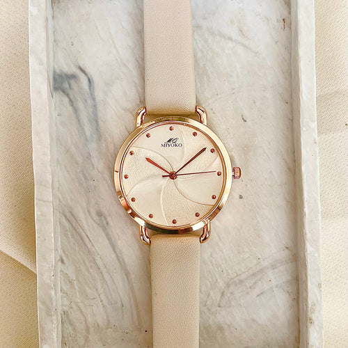 Beige Floréa Leather Watch