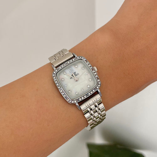 Silver White Marble Lumina Jubilee Metal Watch
