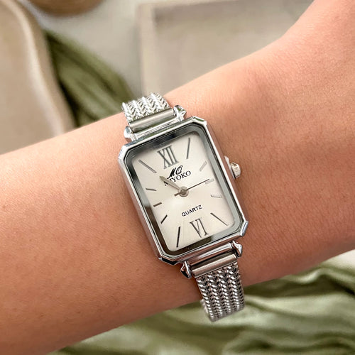 Silver X White Seraphine Metal Watch