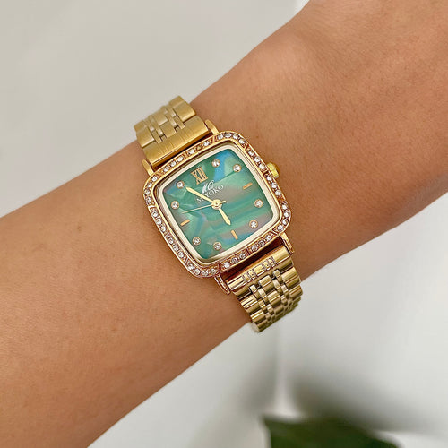 Gold Green Marble Lumina Jubilee Metal Watch