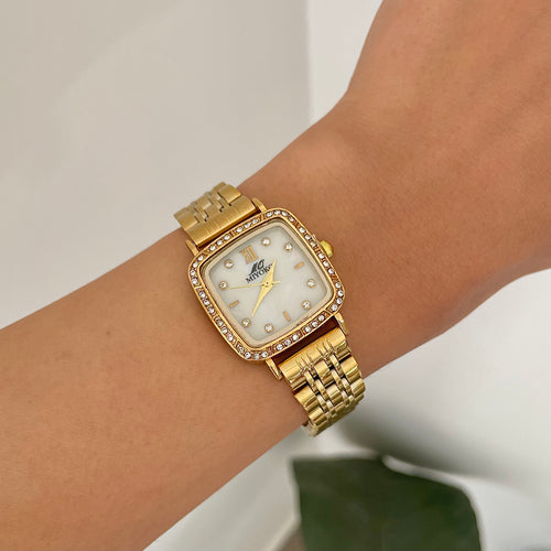 Gold White Marble Lumina Jubilee Metal Watch
