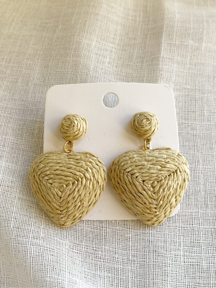 Beige Heart Earrings