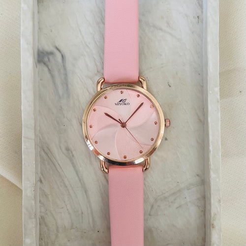 Pink Floréa Leather Watch