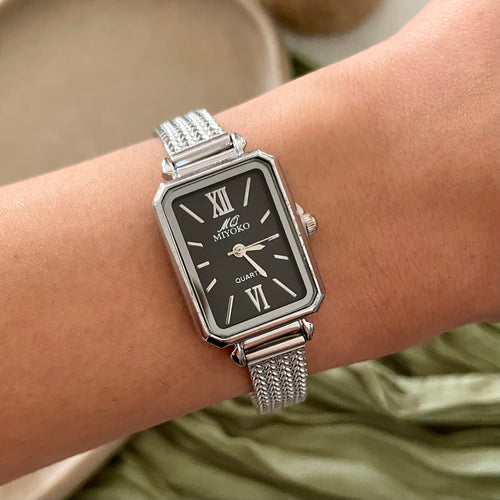Silver X Black Seraphine Metal Watch