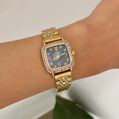 Gold Blue Marble Lumina Jubilee Metal Watch
