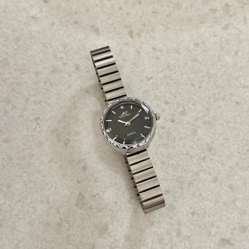Silver Black Sola Metal Watch