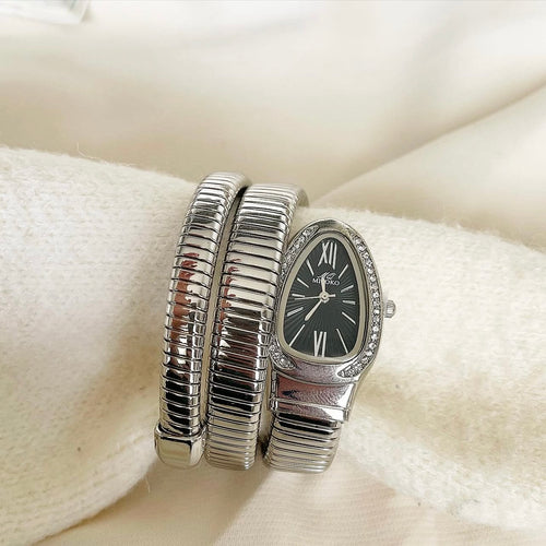 Silver Black Sneaky Metal Watch