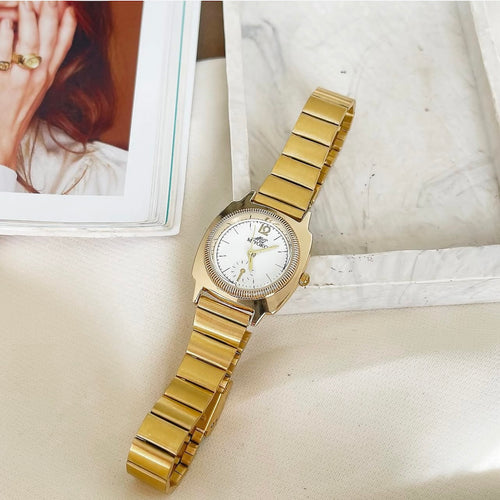 Gold White Atlas Metal Watch